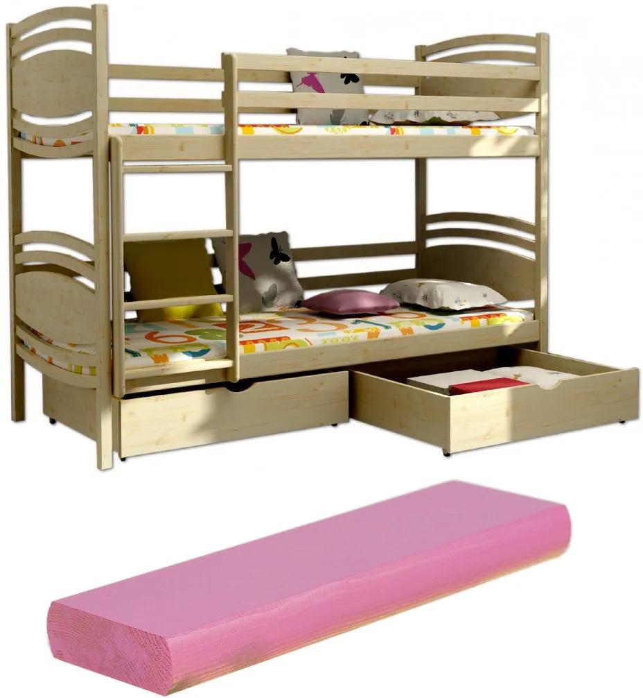 FA Poschodové postele Paula 1 180x80 Farba: Ružová (+30 Eur), Variant bariéra: Bez bariéry, Variant rošt: S roštami