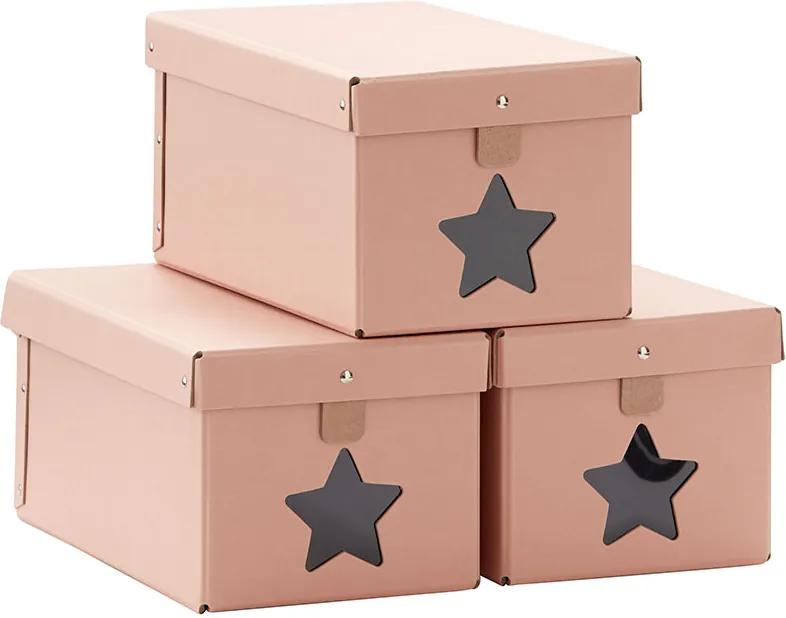 Bighome - Krabice na topánky 3ks Pink - ružová