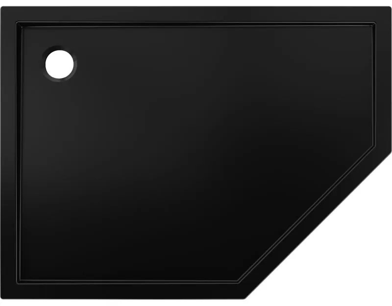 Mexen Flow, päťuholníková sprchová vanička slim 100 x 80 cm, ľavá, čierna matná - 46P708010L