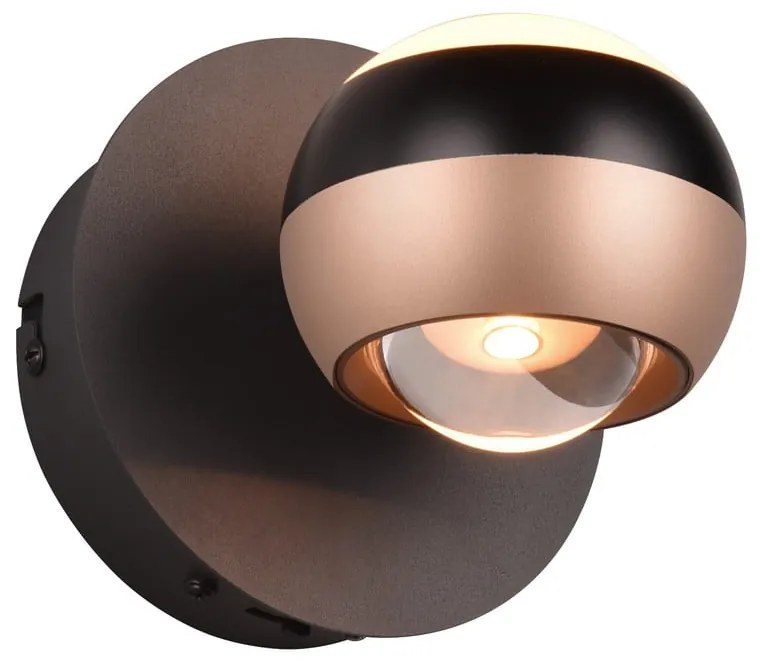 LED nástenné svietidlo ø 10 cm v čierno-medenej farbe Orbit – Trio Select