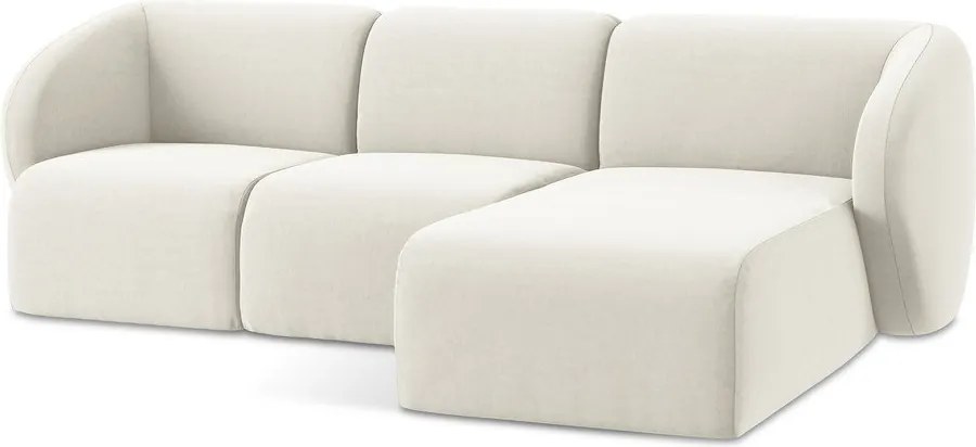 Béžová zamatová rohová pohovka (pravý roh/s leňoškou) Lani – Makamii