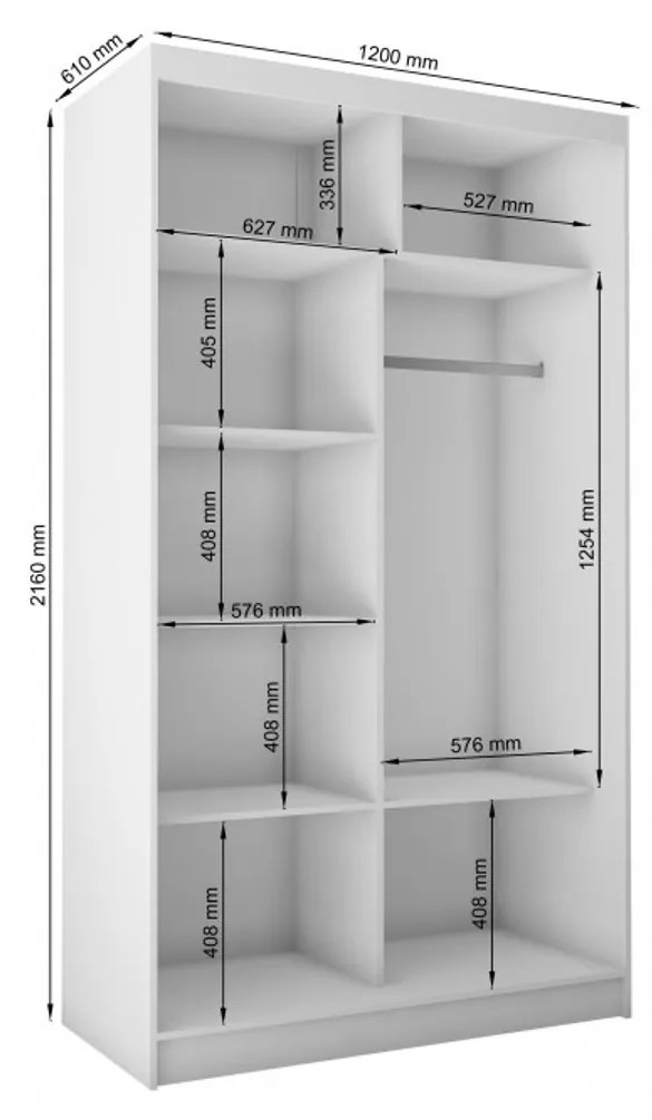 Kvalitná Šatníková Skriňa Tanna 120 cm Čierna/červená