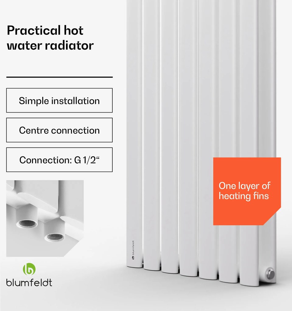 Blumfeldt Tallheo, 41 x 180, radiátor, kúpeľňový radiátor, rúrkový radiátor, 691 W, teplovodný, 1/2