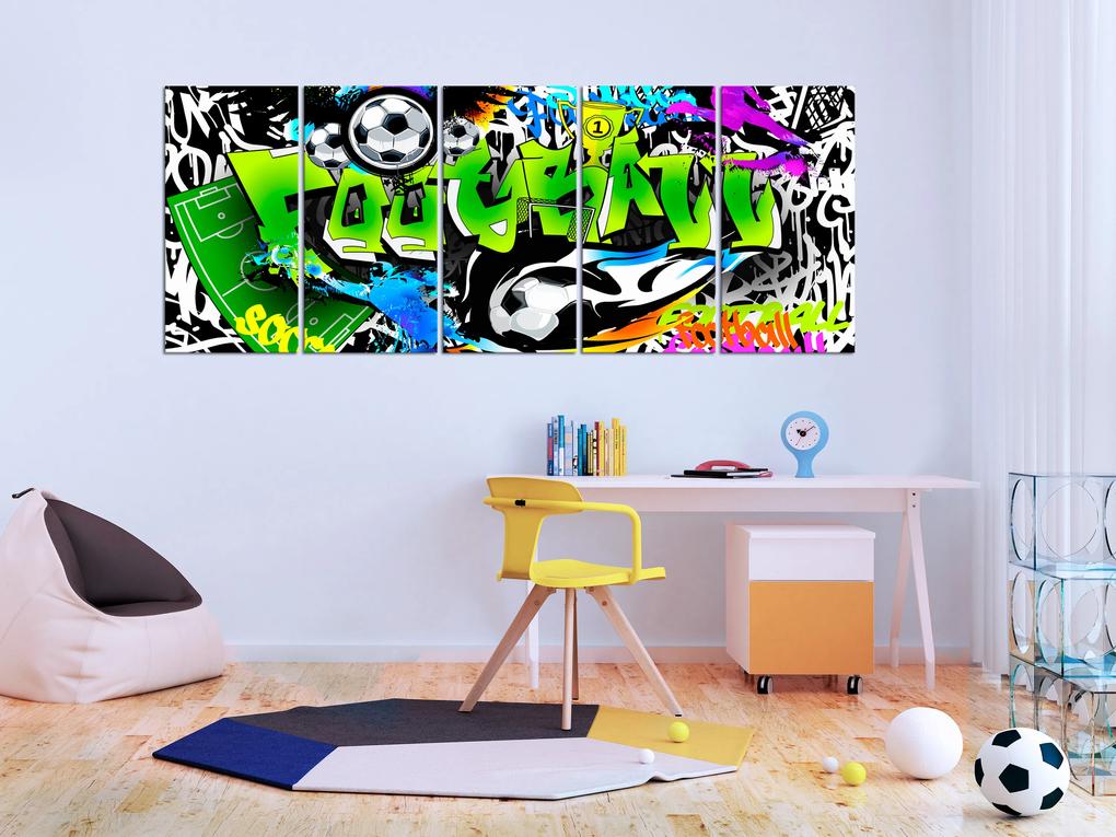 Artgeist Obraz - Football Graffiti (5 Parts) Narrow Veľkosť: 200x80, Verzia: Premium Print