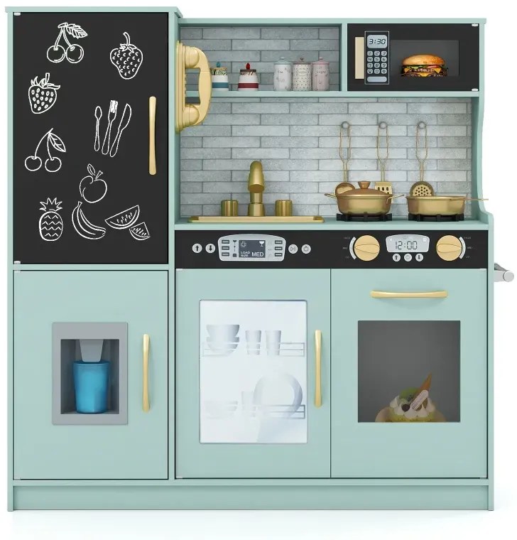 Hracia kuchynka na hranie Kuchynská hracia súprava pre batoľatá s tabuľou 82 x 24 x 80 cm Zelená