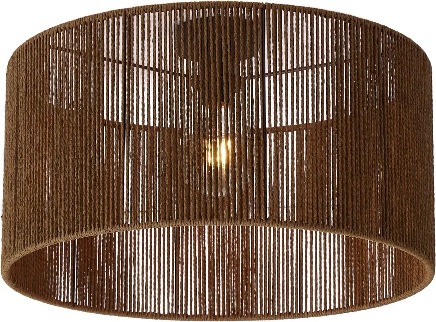 Stropná lampa čierna s hnedým tienidlom z papierového lana 50/50/25 - Combi