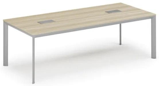 Stôl INVITATION 2400 x 1200 x 740, dub prírodný + 2x stolná zásuvka TYP V, strieborná