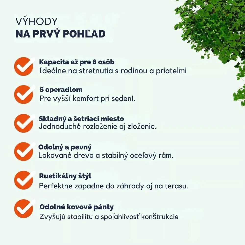 Pivný set PRAKTIK s operadlami, 170cm, hnedá Jurhan