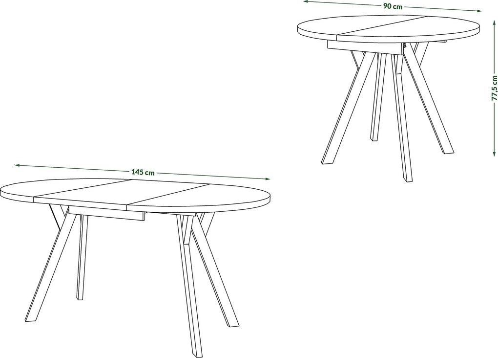 ALMO Elegantný orech/béžové nohy - OKRÚHLY LOFTOVÝ/INDUSTRIÁLNY ROZKLADACÍ STÔL DO OBÝVAČKY/JEDÁLNE