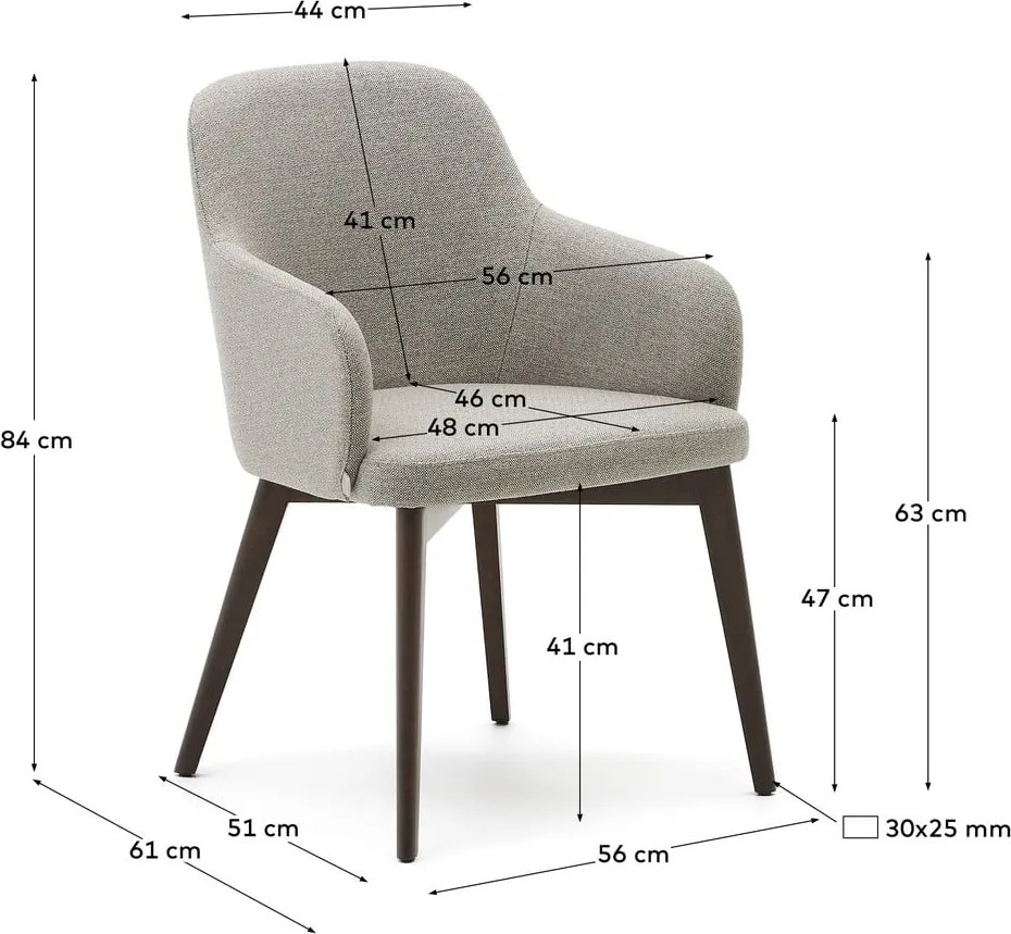 Béžové čalúnené jedálenské kreslo s podrúčkami Nelida – Kave Home