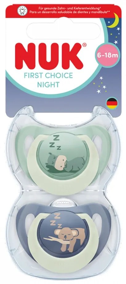 Cumlík NUK First Choice Night 0-6m 2 ks Hippo/Koala, vel. 0-6 m