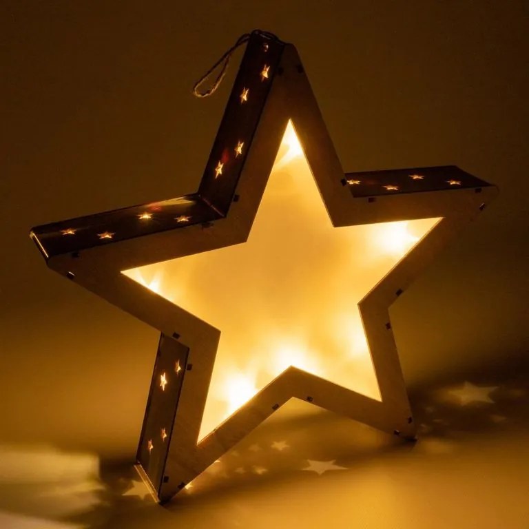 Nexos 65859 Vianočná drevená hviezda s 3D efektom - 10 LED
