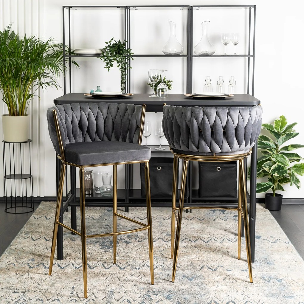 Barová stolička Flores 60 cm sivá/zlatá