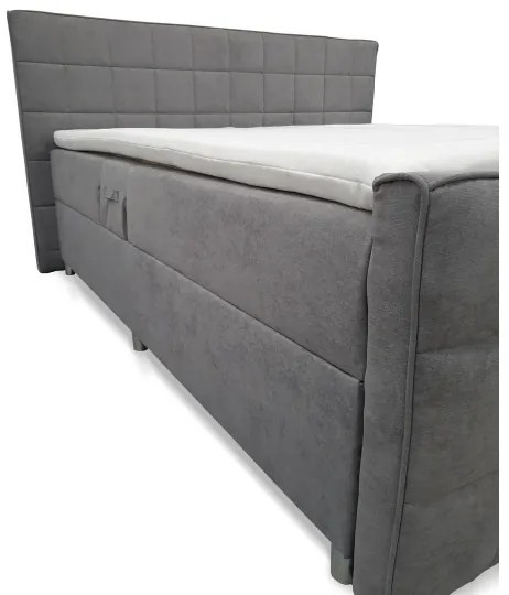 Elektrická polohovateľná čalúnená posteľ s matracmi a topperom HELEN 180x200 cm sivá