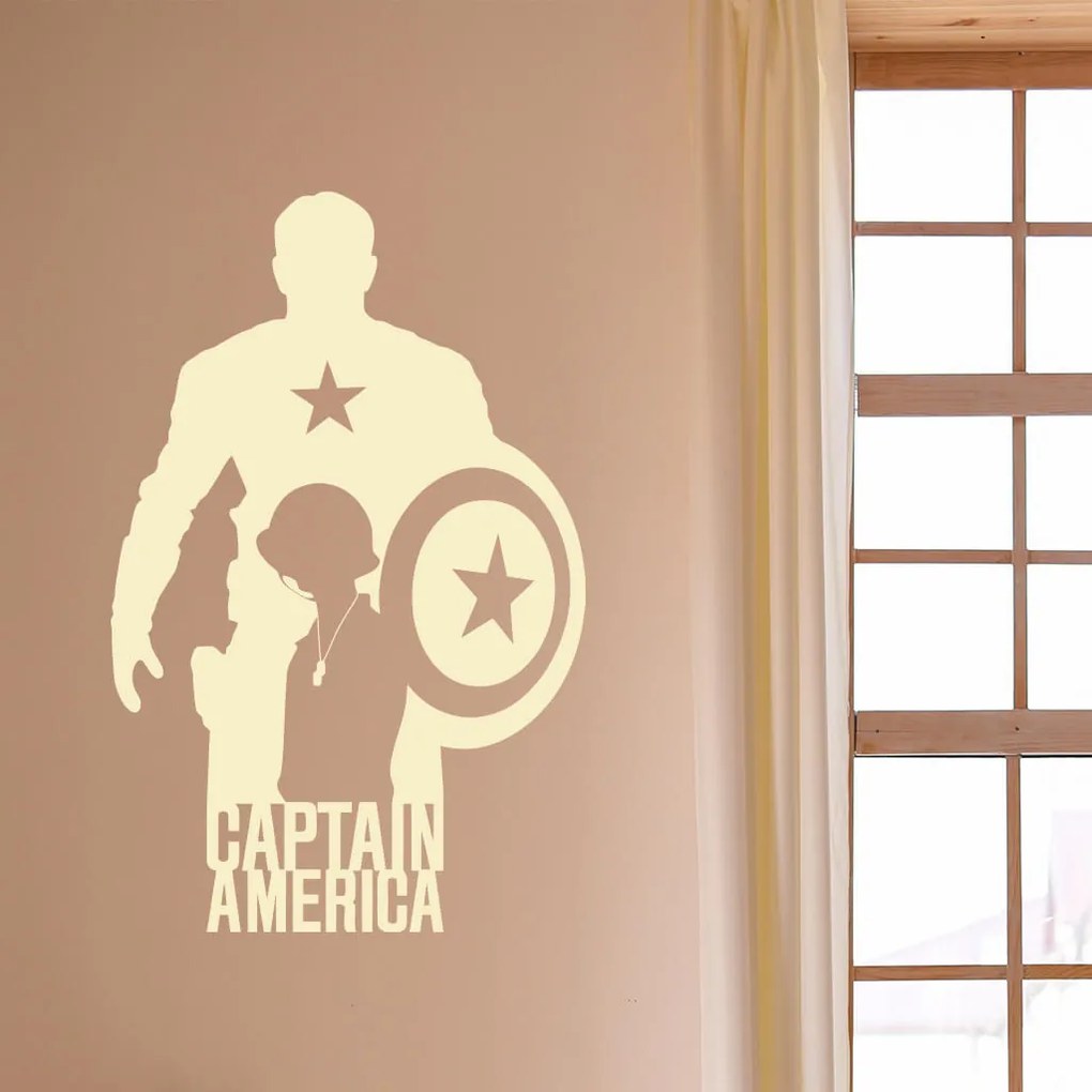 Veselá Stena Samolepka Kapitán Amerika silueta Farba: černá, Veľkosť: 100 x 64 cm