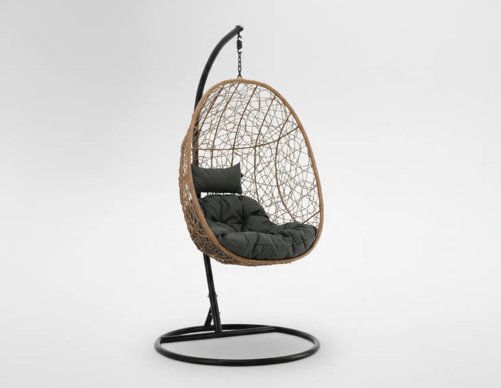 Závesné hojdacie kreslo Token čierne/hnedé