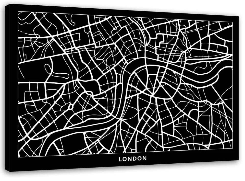 Obraz na plátně Mapa města Londýn City - 120x80 cm