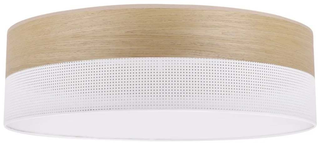 Stropné svietidlo Wood, 1x dýha zlatý dub/biele PVC tienidlo, (biele plexisklo), (fi 50cm)