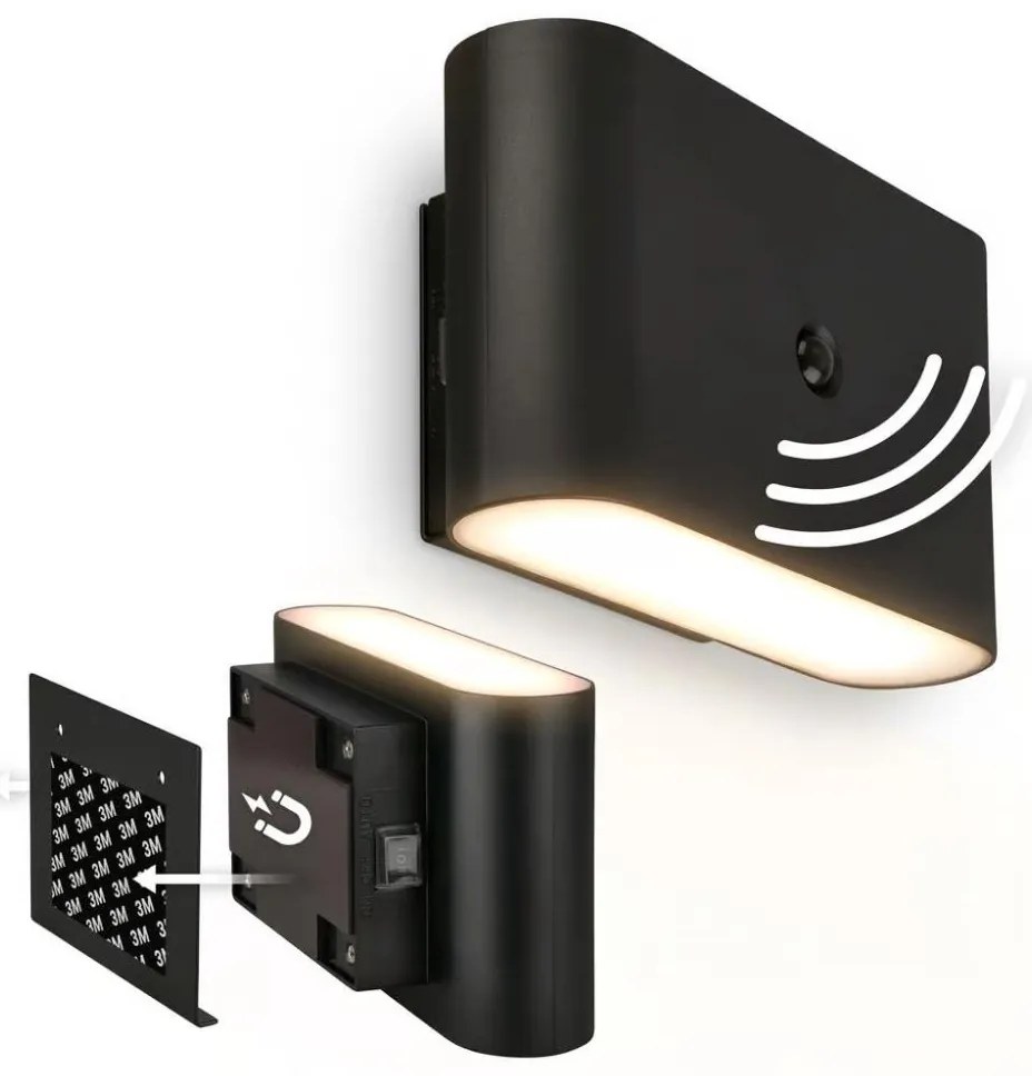 Briloner 3878015 - LED nabíjateľné nástenné svietidlo so senzorom CHAT LED/3W/5V 2000 mAh čierna