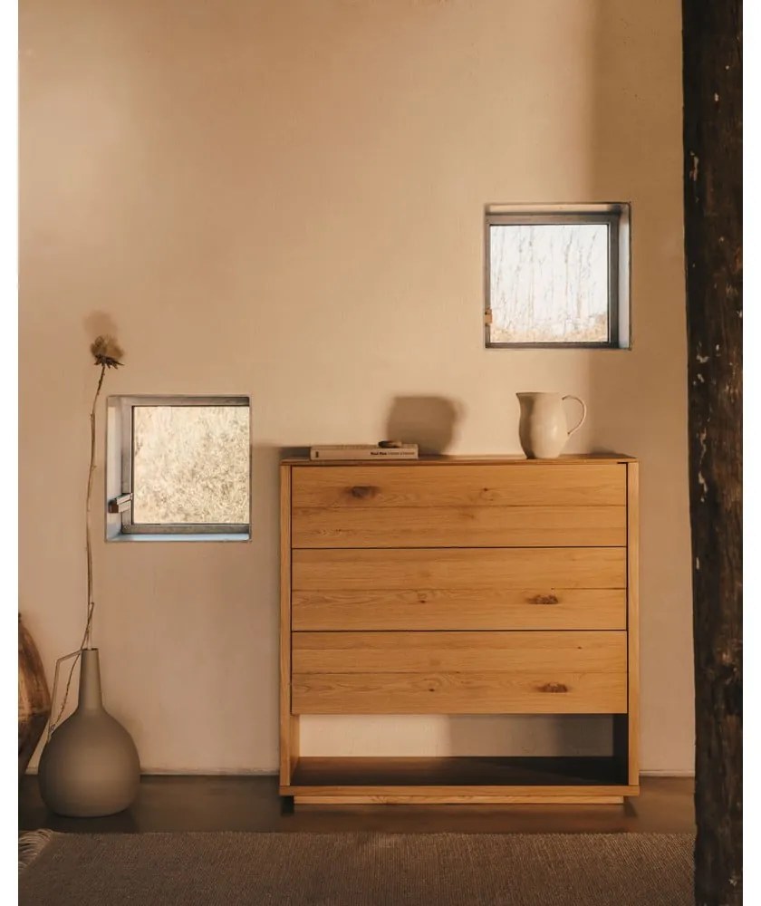Vysoká komoda v dekore duba v prírodnej farbe 100x97 cm Alguema – Kave Home