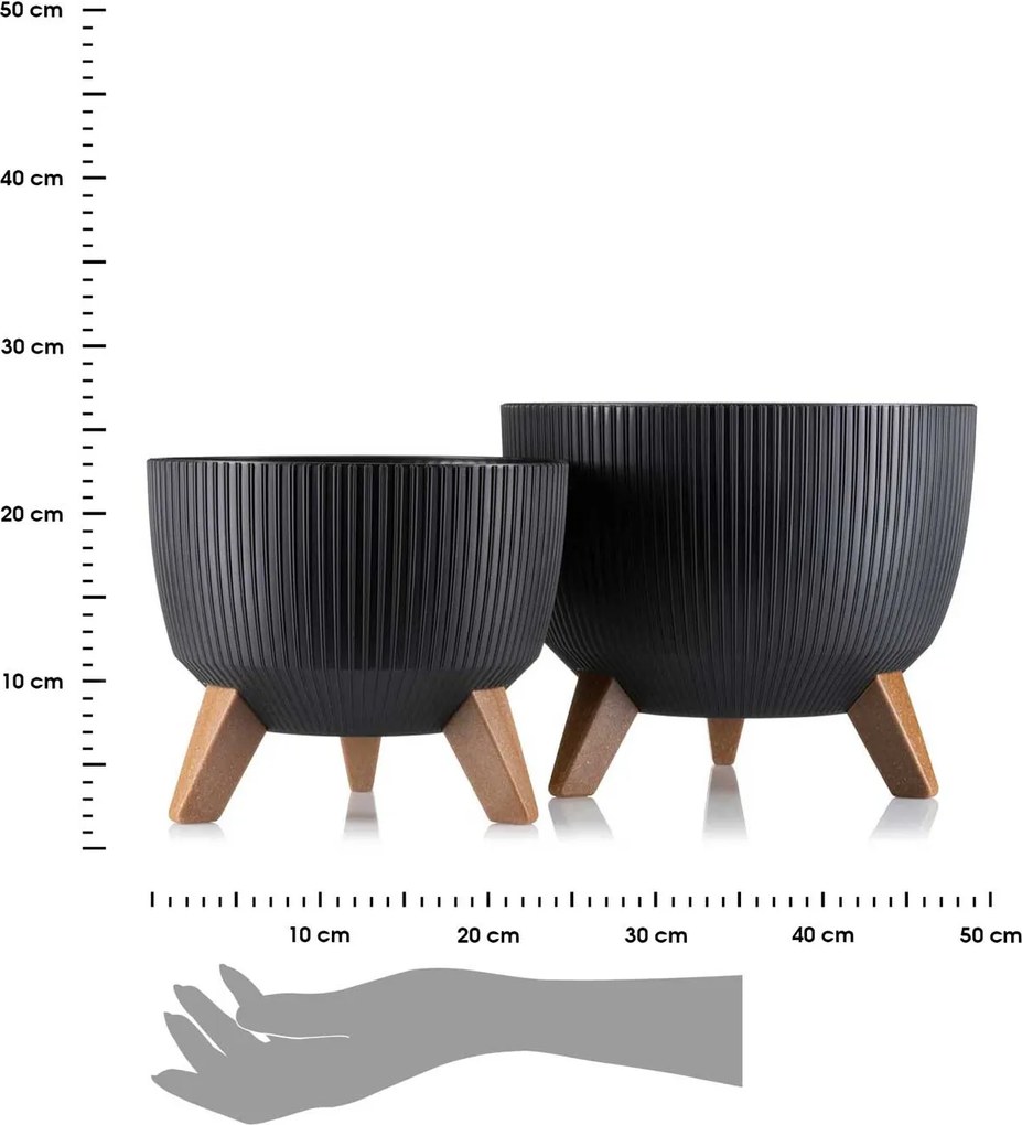 PLASTOVÝ KVETINÁČ ROSA LINEA ECO SADA 2KS 15X24,3 CM+18,3X29,2 CM ČIERNA