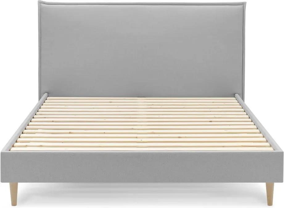 Sivá dvojlôžková posteľ Bobochic Paris Sary Light, 180 x 200 cm