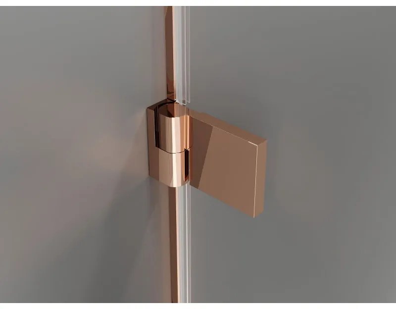 Mexen Lunar-B, L výklopné pravé sprchové dvere 150 cm, 8mm číre sklo, ružové zlato profil, 832SL-150-050-60-00-P