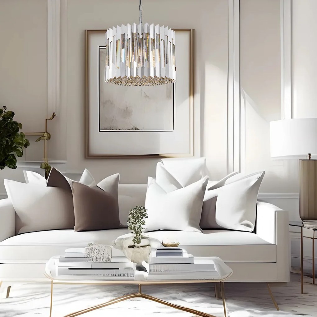 EUlight Luster Ritz, 1x krištáľové/chrómové kovové tienidlo, (fi 42cm), ch