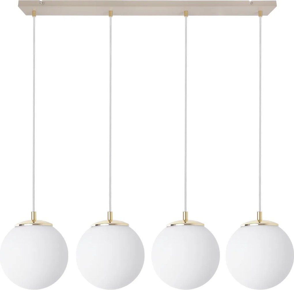 Závesné svietidlo Florence, 4x biele sklenené tienidlo, g/be