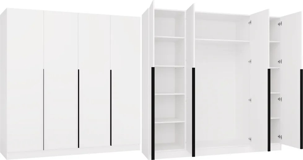 Šatní skříň Senso 4D 200 cm bílá/černá