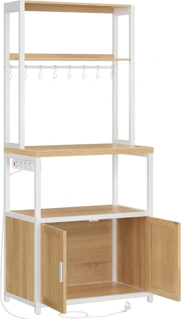 Kuchynský regál Vasagle Nori 60 cm so zásuvkou biely/hnedý