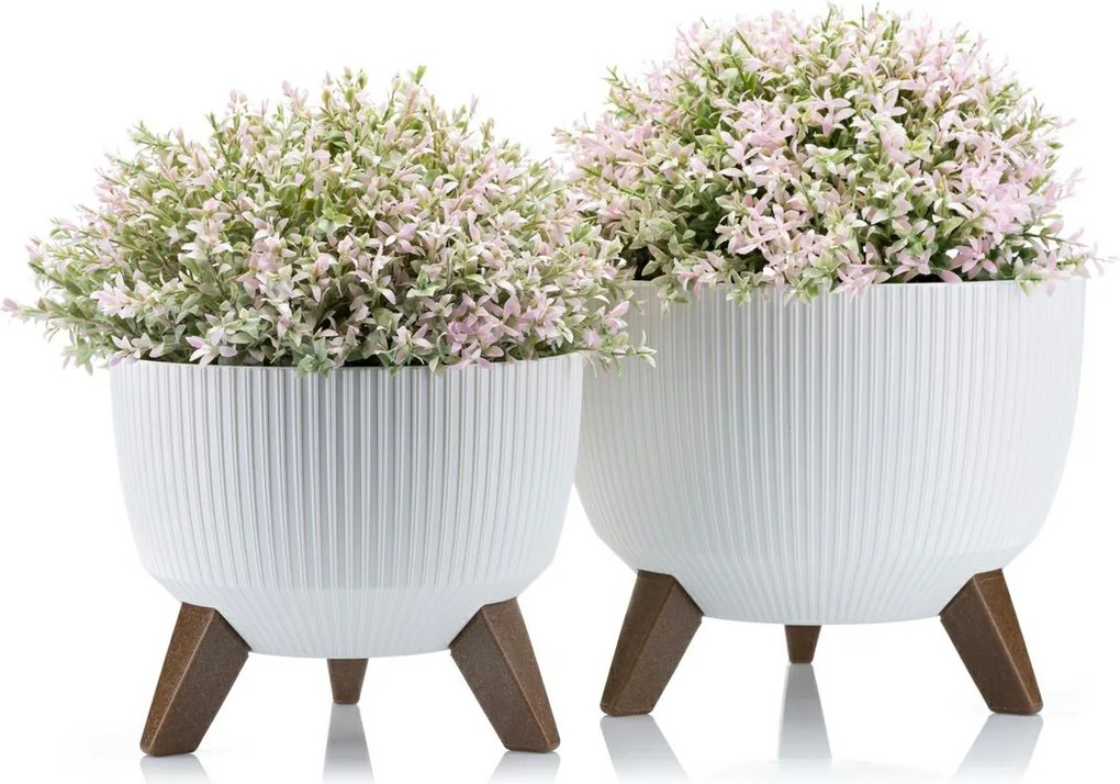 PLASTOVÝ KVETINÁČ ROSA LINEA ECO SADA 2KS 15X24,3 CM+18,3X29,2 CM BIELA