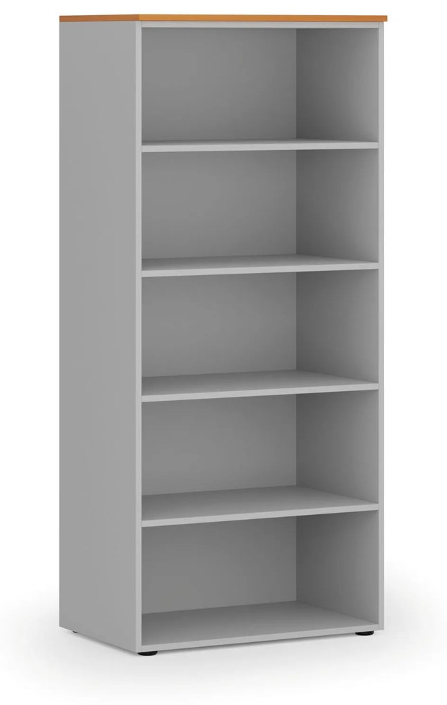 Kancelársky regál PRIMO GRAY, 1781 x 800 x 500 mm, sivá/čerešňa