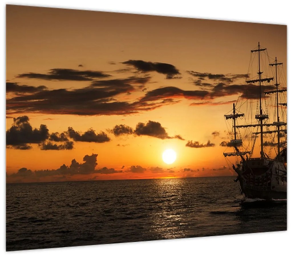 Sklenený obraz - Pirátska loď (70x50 cm)