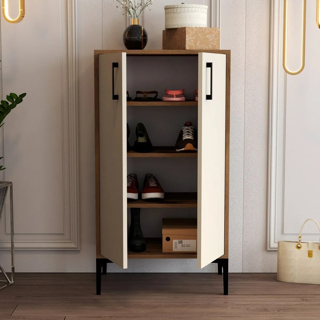 Skrinka na topánky Prag Walnut and Cream