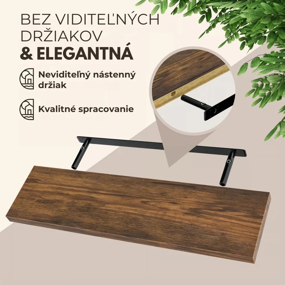 Nástenná polica FIGO + konzola, 90cm, tmavý dub Casaria