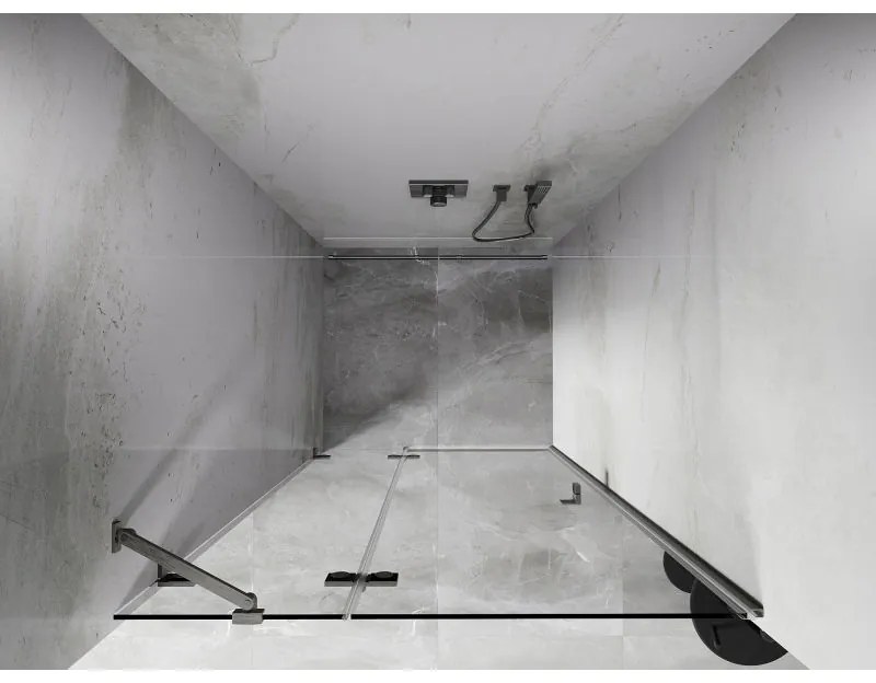 Mexen, Mexen Lunar výklopné sprchové dvere, ľavé 80 cm, transparentné, brúsený nikel - 834-080-000-97-00-L