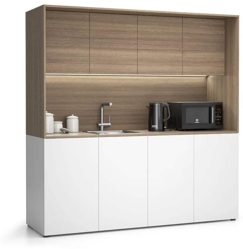 PLAN Kuchynka NIKA s drezom a batériou 1963 x 600 x 2000 mm, dub prírodný, ľavé