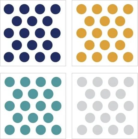 Samolepka do detskej izby sada konfety modrá, žltá, šedá 5cm