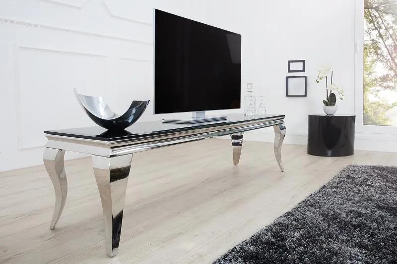 TV stolík Modern Barock 160cm/ čierny- strieborný