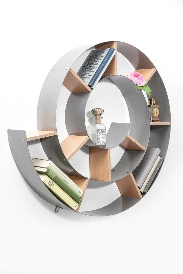 Sivá nástenná knižnica Kare Design Snail