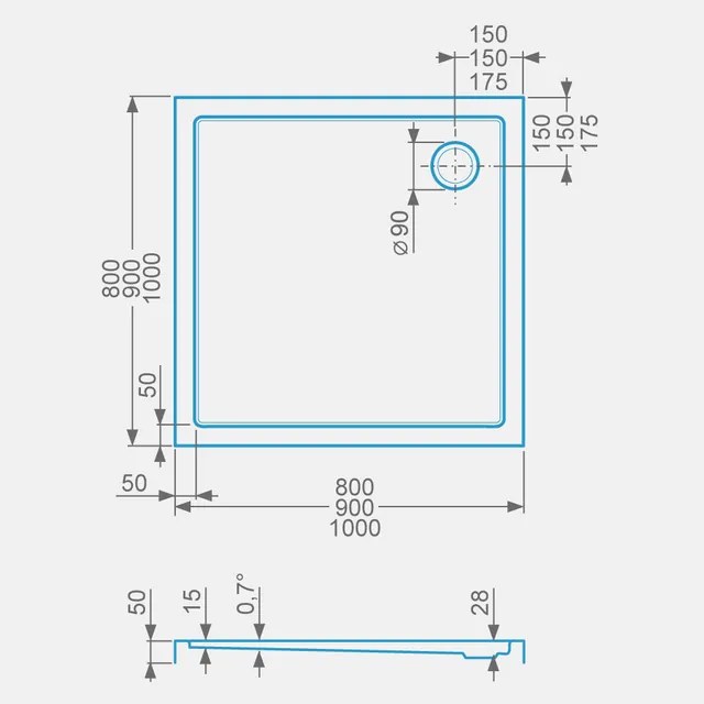 Roltechnik Akrylátová sprchová vanička iLOW SQUARE 80 cm 80 cm