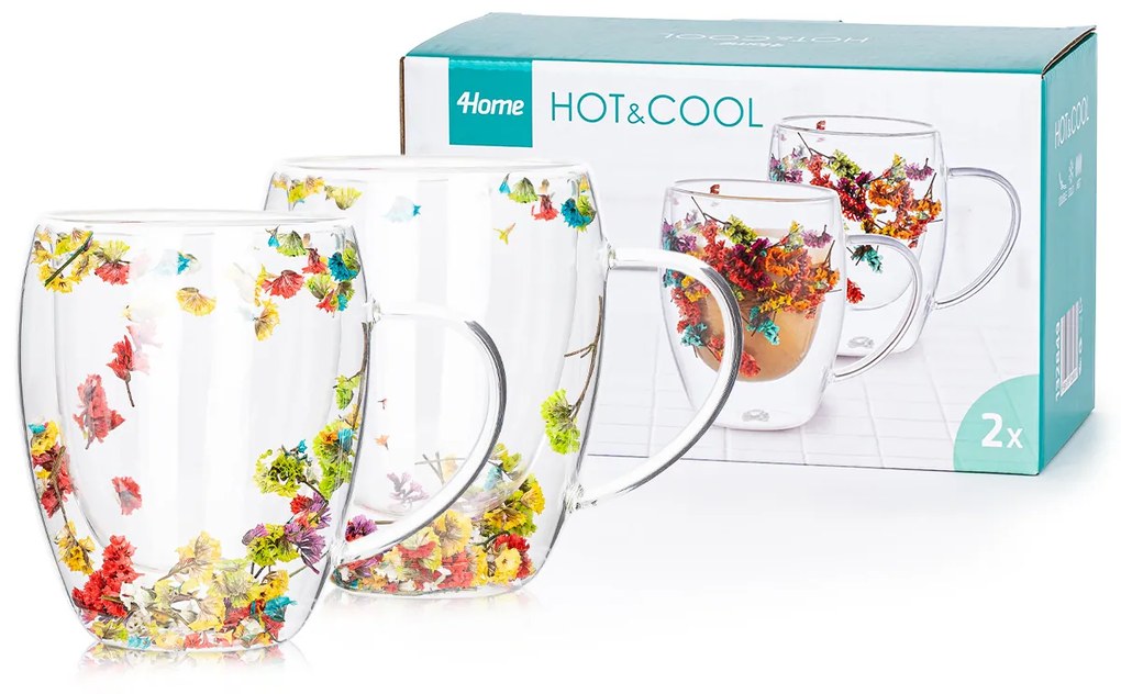 4Home Termo pohár Flowers Hot&Cool 350 ml, 2 ks