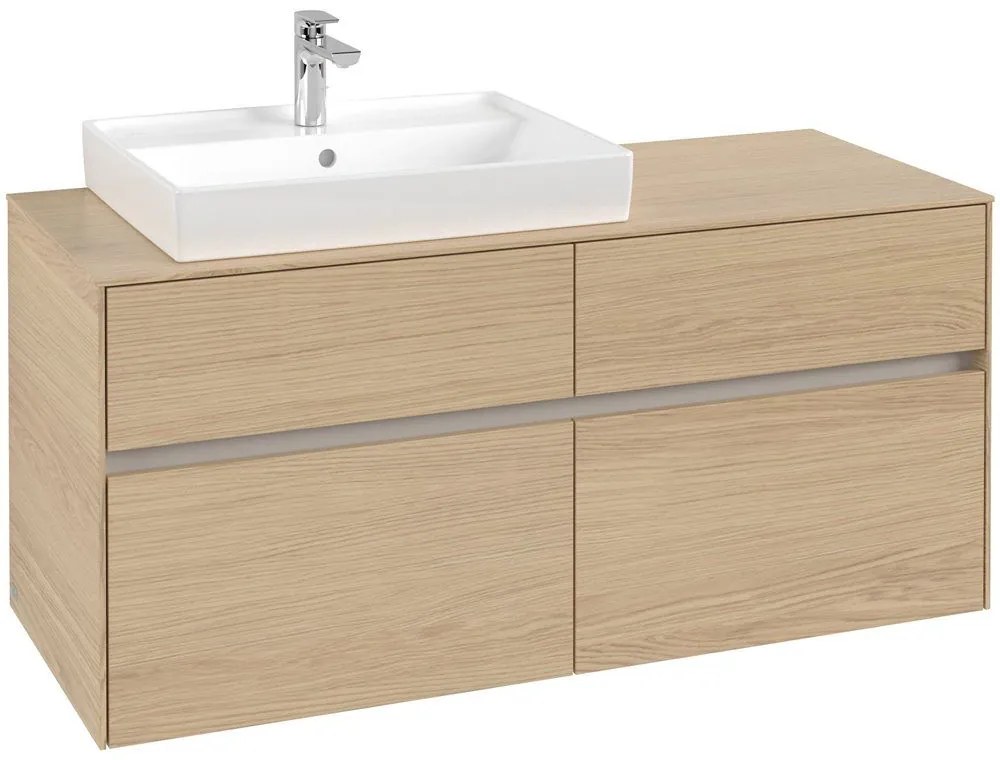 VILLEROY &amp; BOCH Collaro závesná skrinka pod umývadlo na dosku (umývadlo vľavo), 4 zásuvky, 1200 x 500 x 548 mm, Nordic Oak, C08200VJ