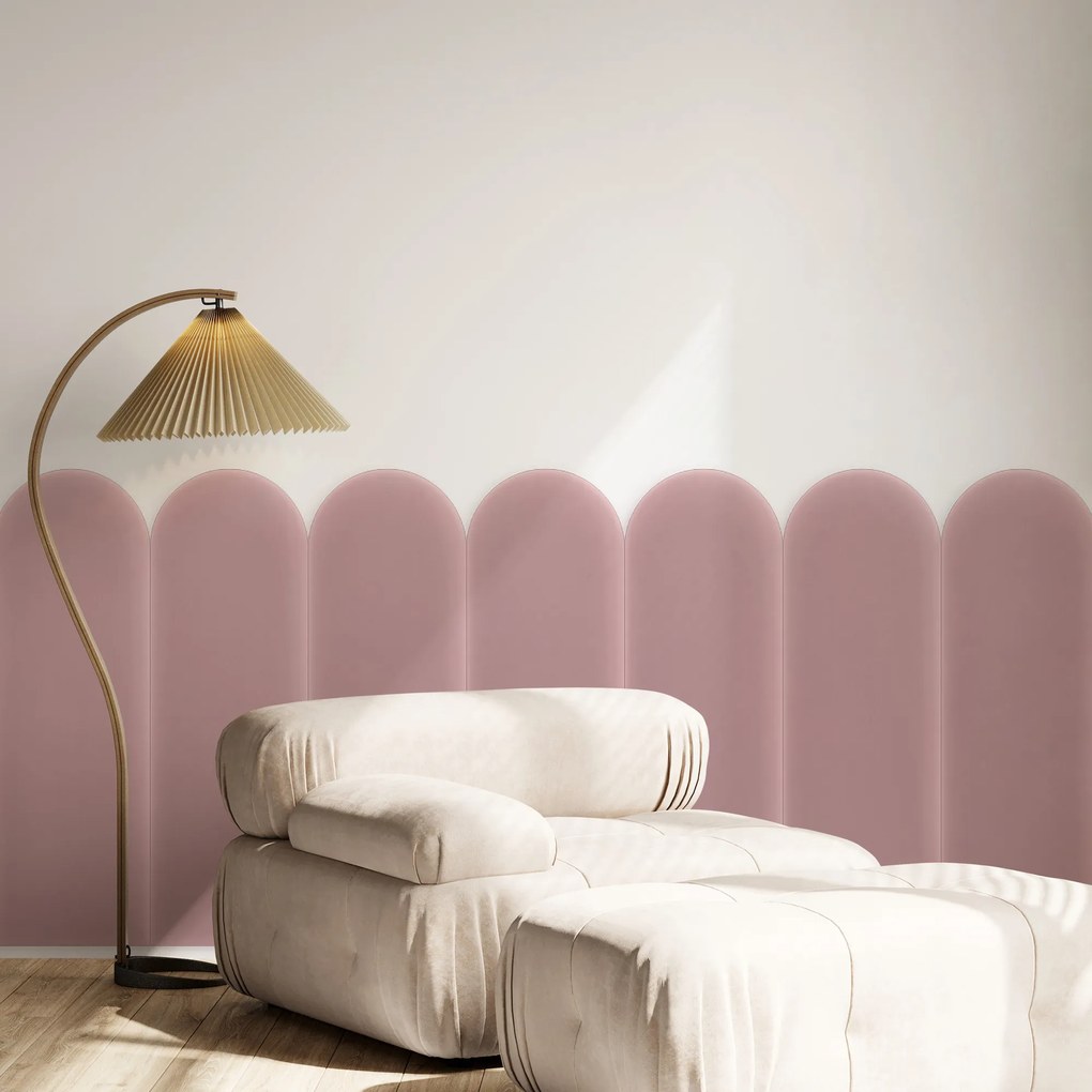 Zamatový čalúnený panel - Oblúk - 20x80cm Farba: Ružová