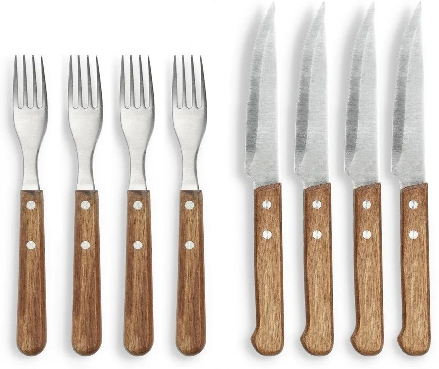 Antikoro steakové príbory v súprave 8 ks v striebornej farbe/v prírodnej farbe – Holm