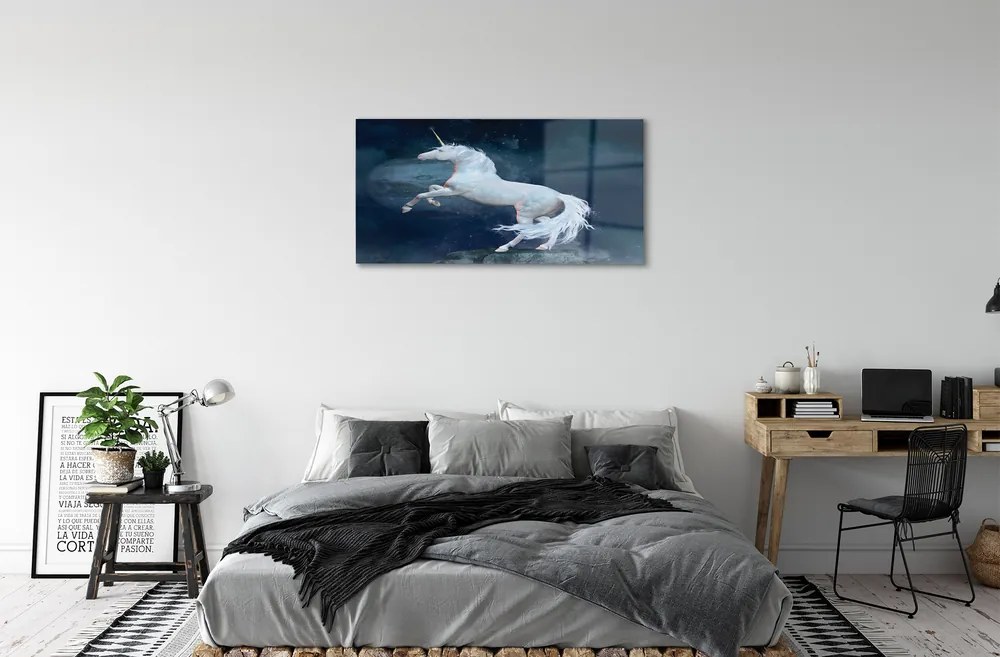 Obraz plexi Unicorn planét sky 100x50 cm