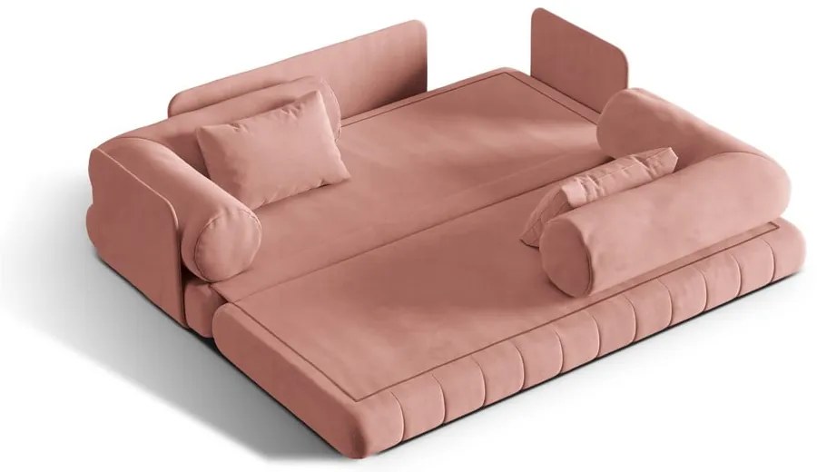 Ružová zamatová rozkladacia pohovka 206 cm Kemi – Cosmopolitan Design
