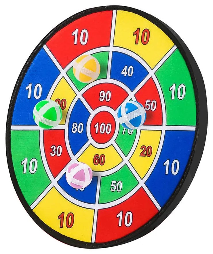 Hra s terčom na hod do terča so samolepiacimi guľôčkami