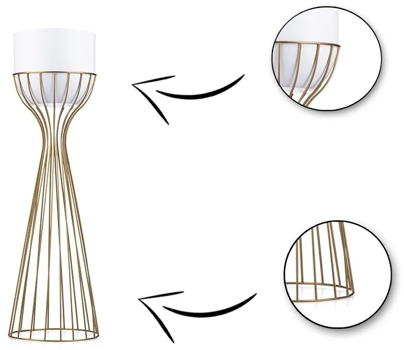 Kvetináč na stojane LOFT V 56 cm zlatý/biely